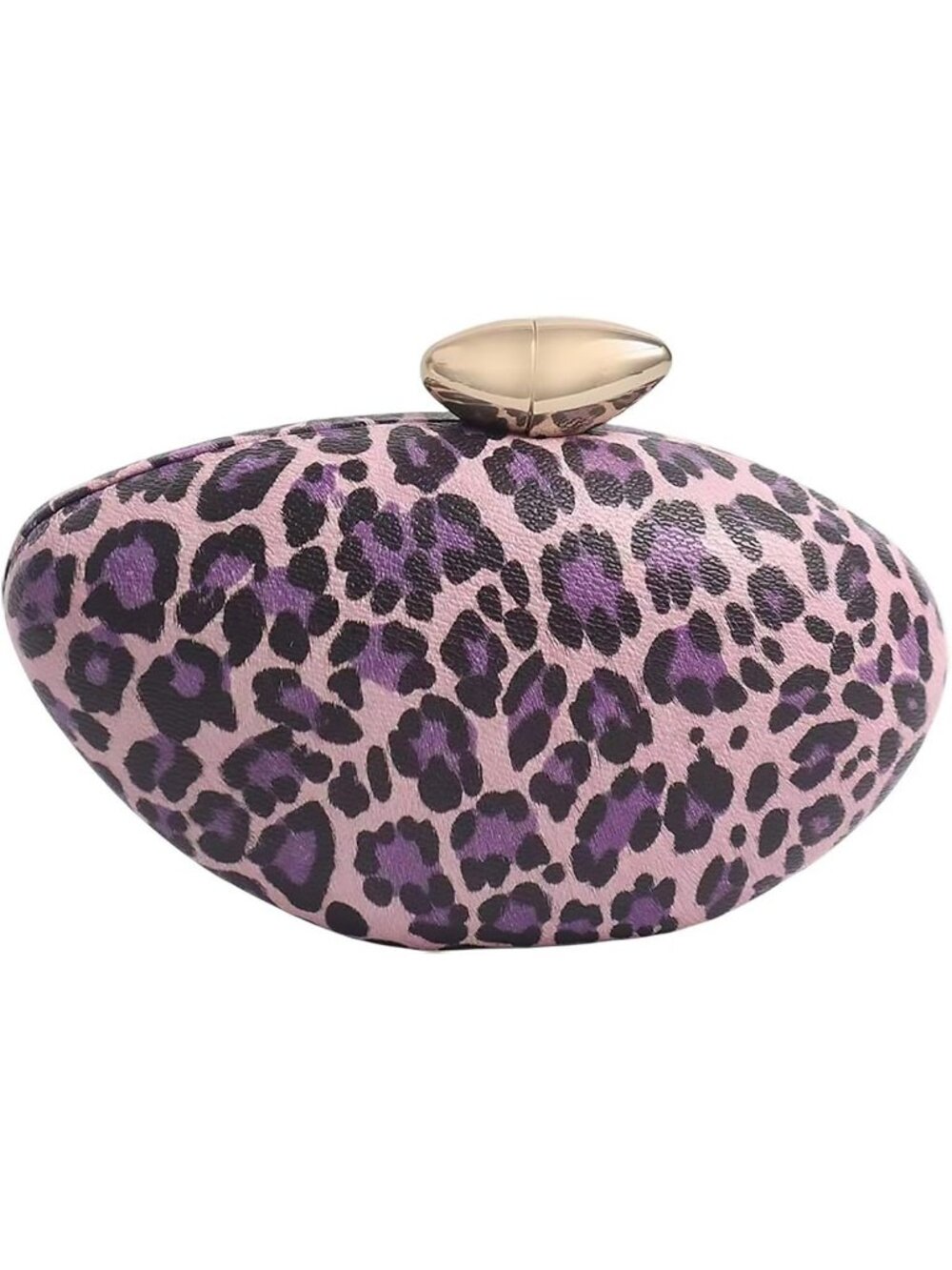 Women Pink Purple Print Acrylic Shell Clutch Purse Removable Chain Shoulder Bag